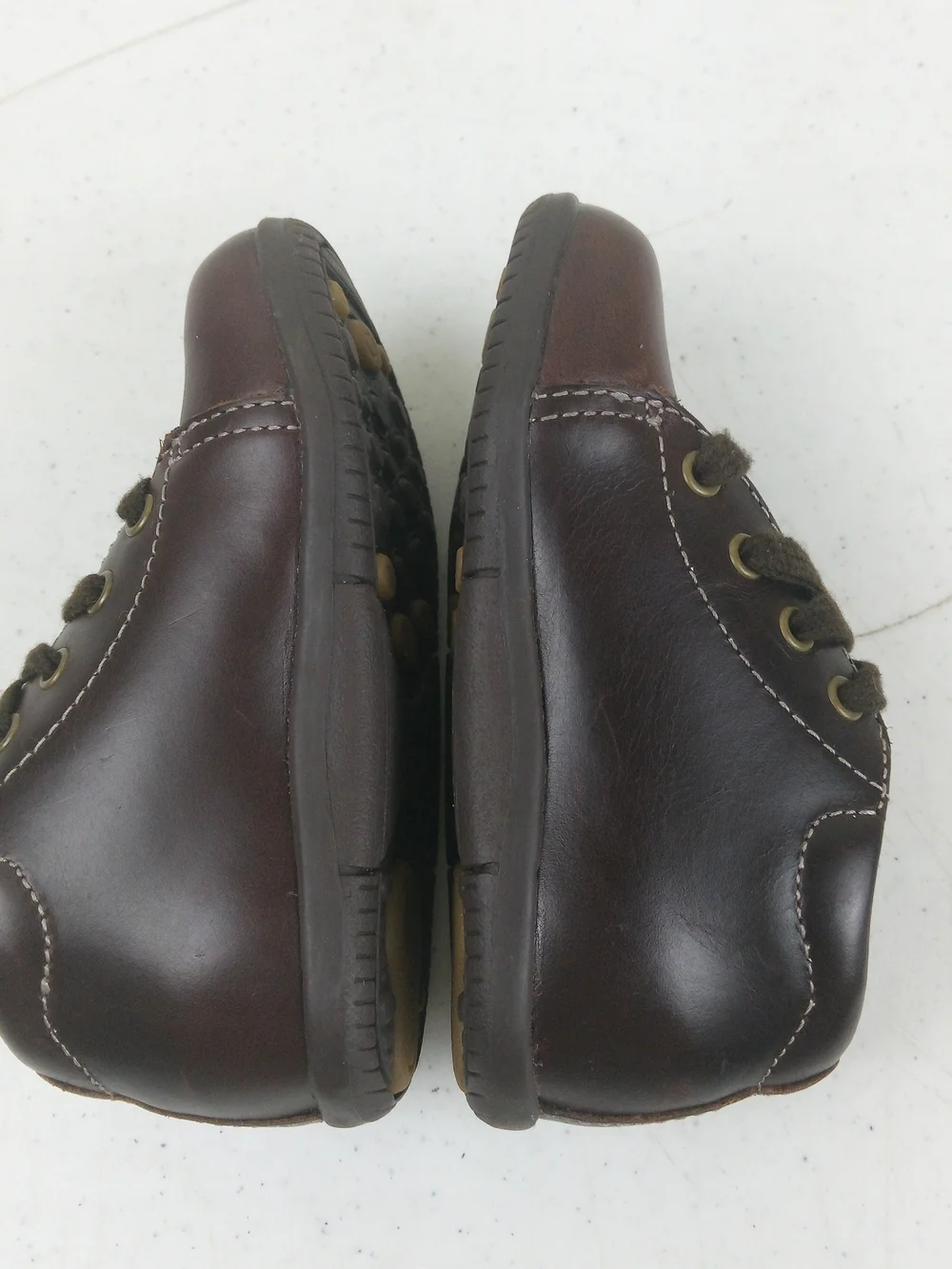 Stride Rite SRT Elliot Walker Trainer Shoes Size 6.5 Brown Leather Lace Up